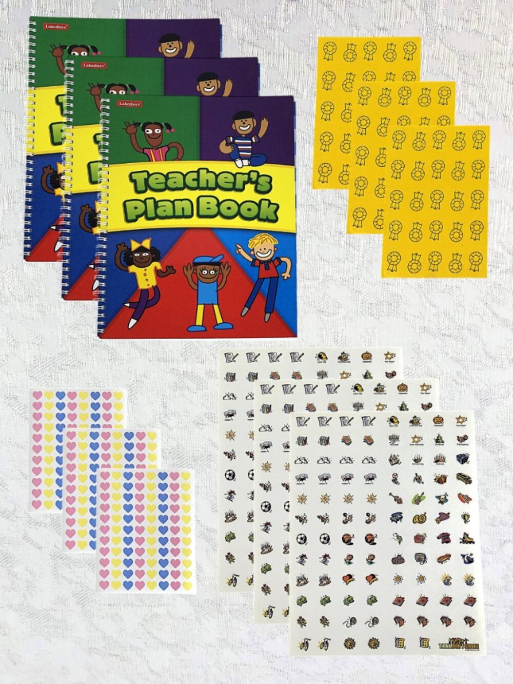 Lakeshore (3 sets) Teacher’s Plan Book Undated Spiral + Stickers & Clings NWT